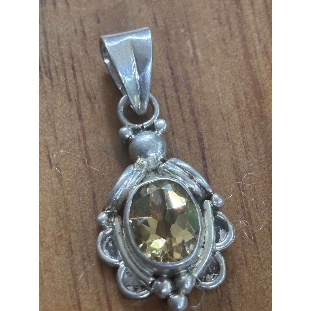 Sterling Silver 925 Citrine Pendant Charm Oval